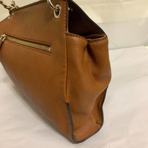 GUESS Large Acorn Brown Vegan Leather Studded Flap CHAIN CROSSBODY - Picture 6 of 13